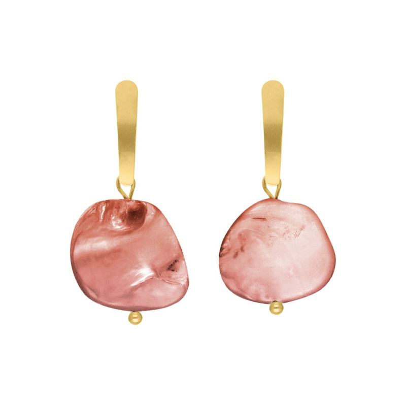Gouden mix & match oorbellen roze steen