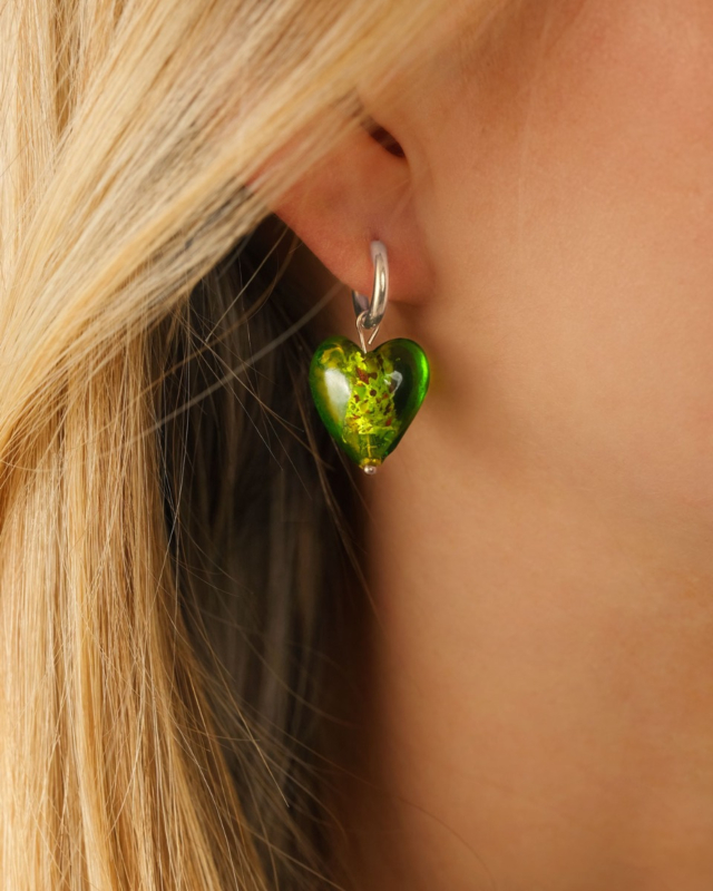 groene hartjes oorbellen