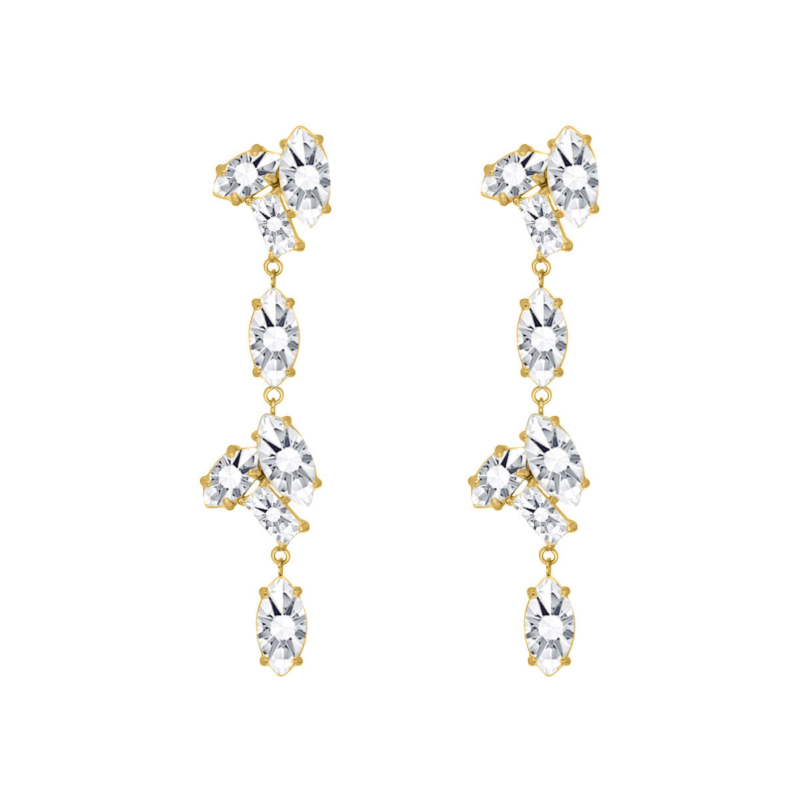 Lange oorbellen met steentjes goudkleurig