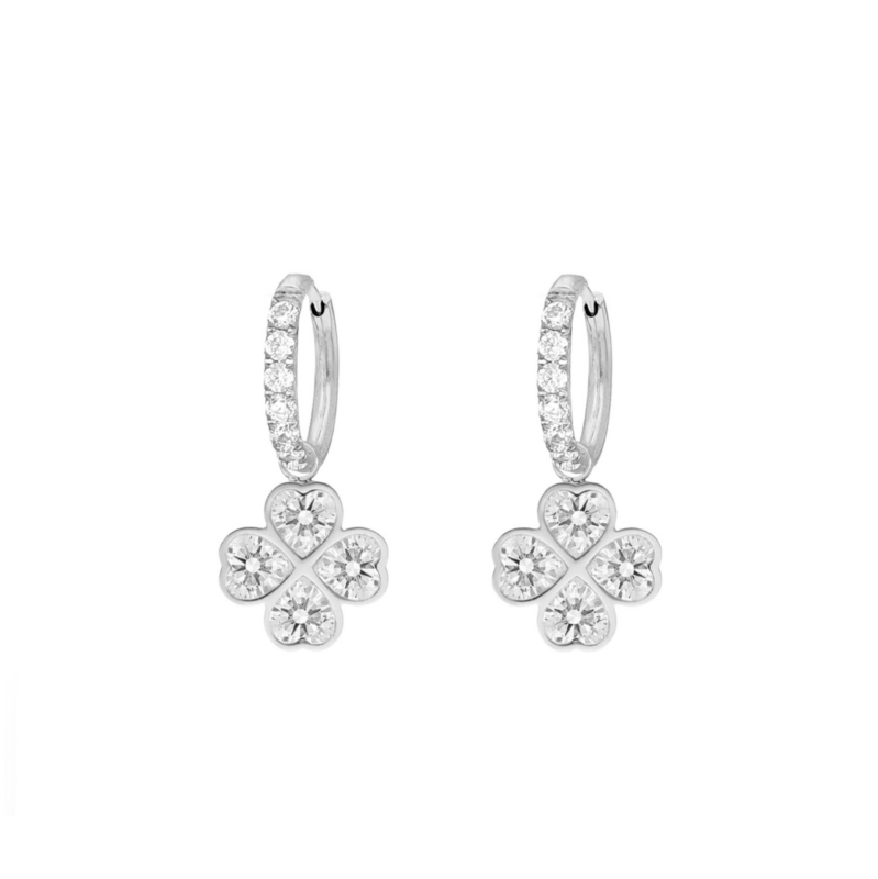 Lucky clover oorbellen zilver