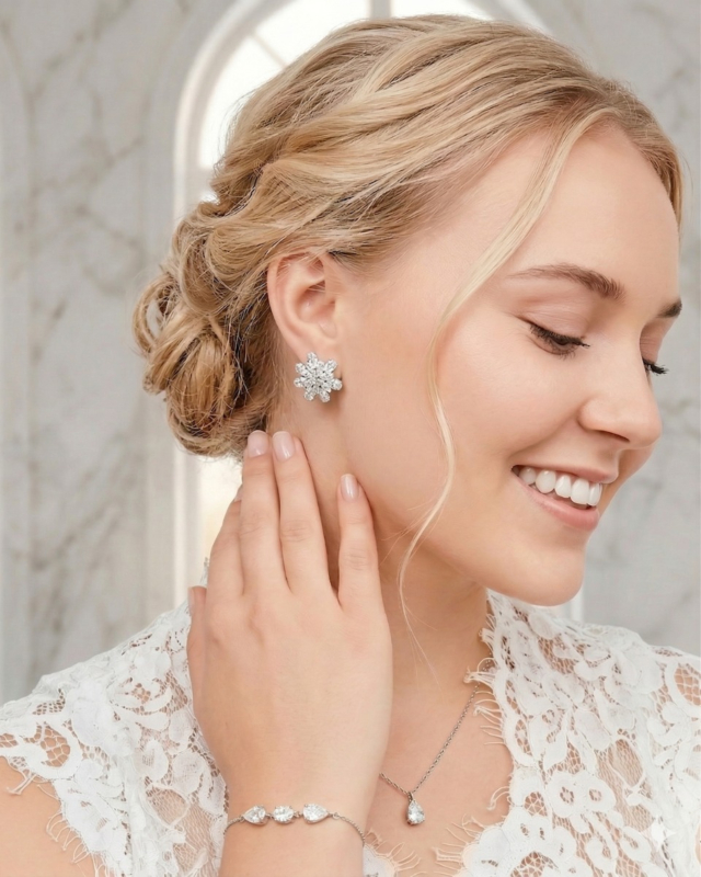 grote stud oorbellen bruid