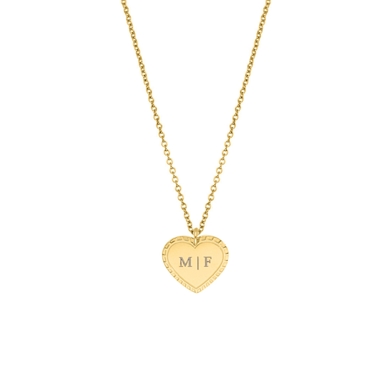 Ketting graveren vintage hartje goudkleurig