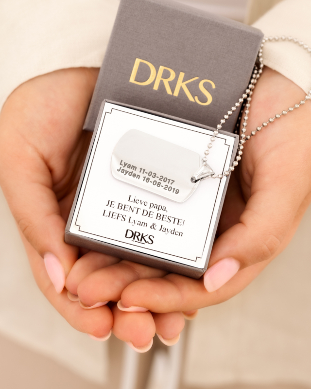 Dog tag ketting mannen met naam zilverkleurig
