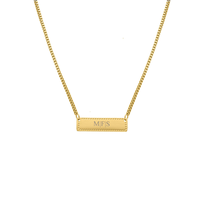 Gouden ketting met graveerbare vintage bar