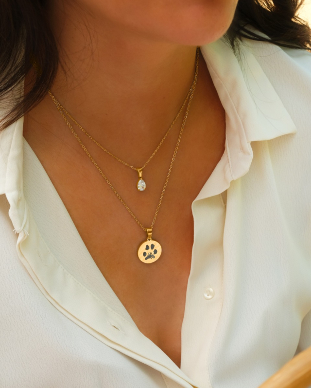 Gouden necklaceparty met hondenpoot