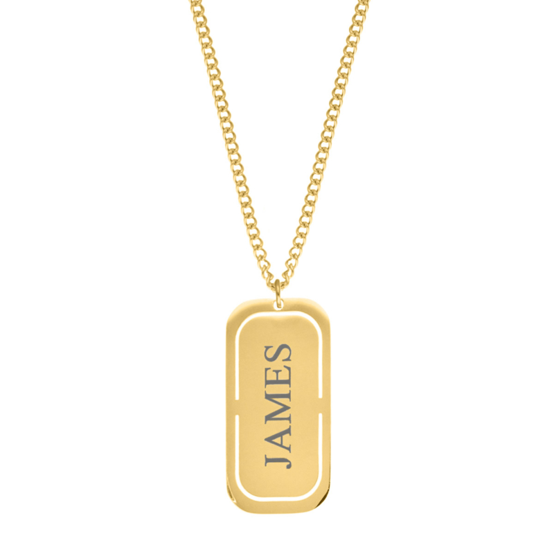 Graveerbare tag ketting heren goudkleurig