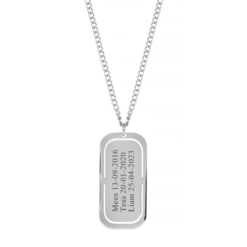 Graveerbare tag ketting heren