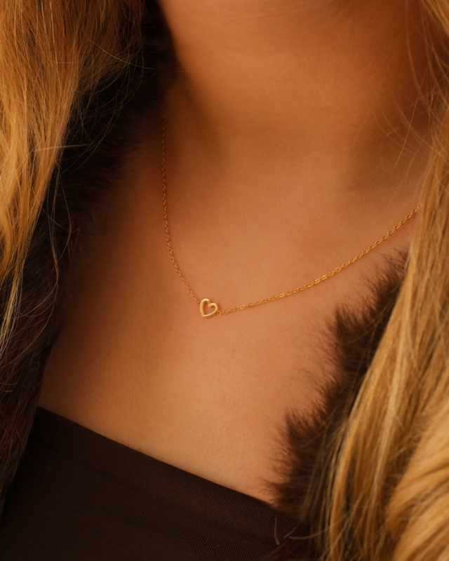 Ketting met 1 hartje goud