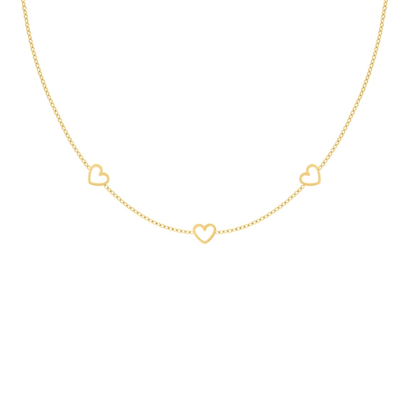 Ketting met 3 hartjes goudkleurig