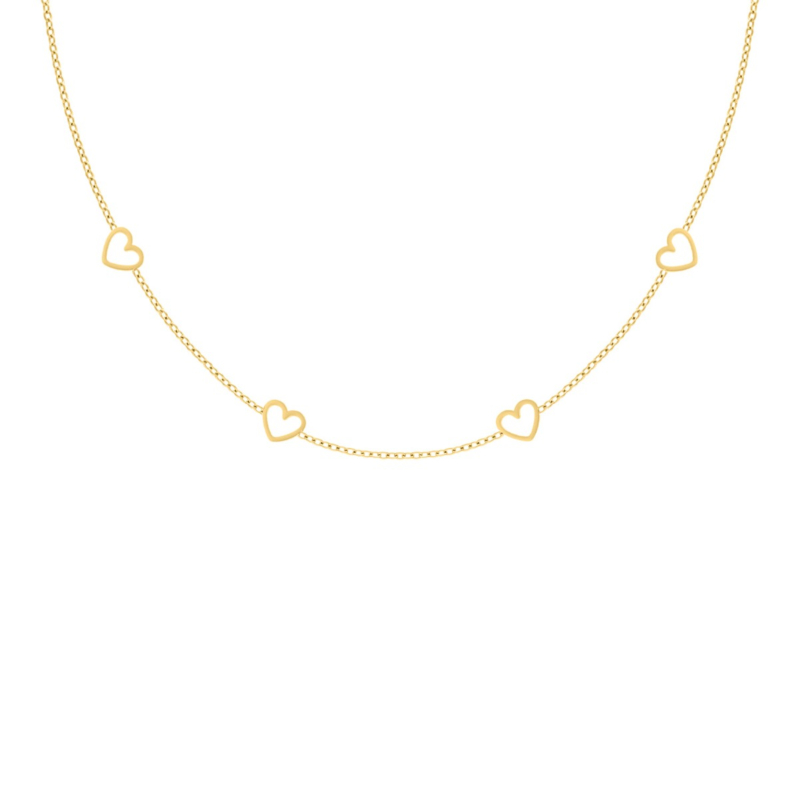 Ketting met 4 hartjes goudkleurig