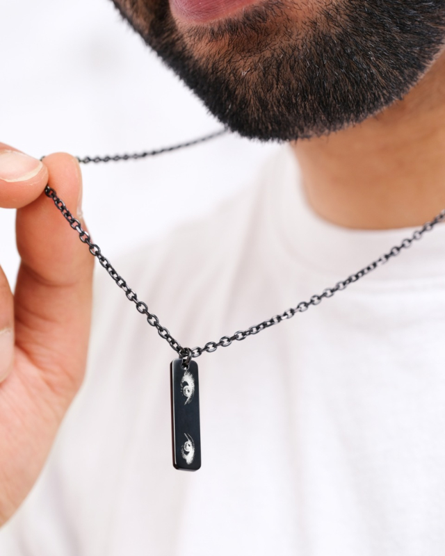 Zwarte mannen ketting met ogen