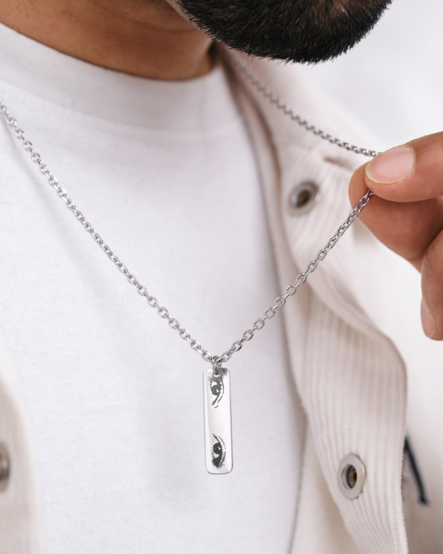 Graveerbare mannen ketting met ogen