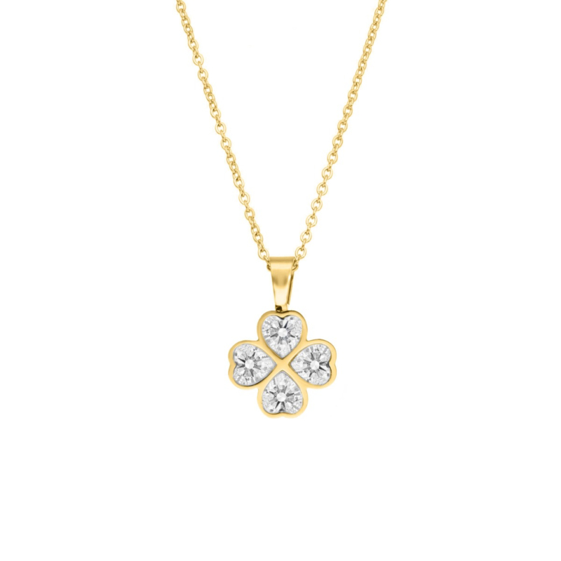 Gouden lucky clover ketting