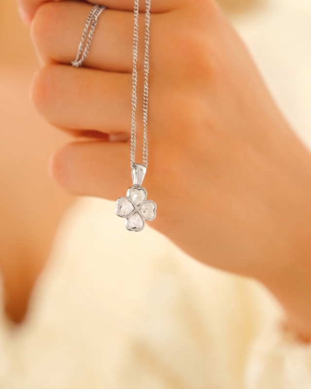 Klaver ketting zilver