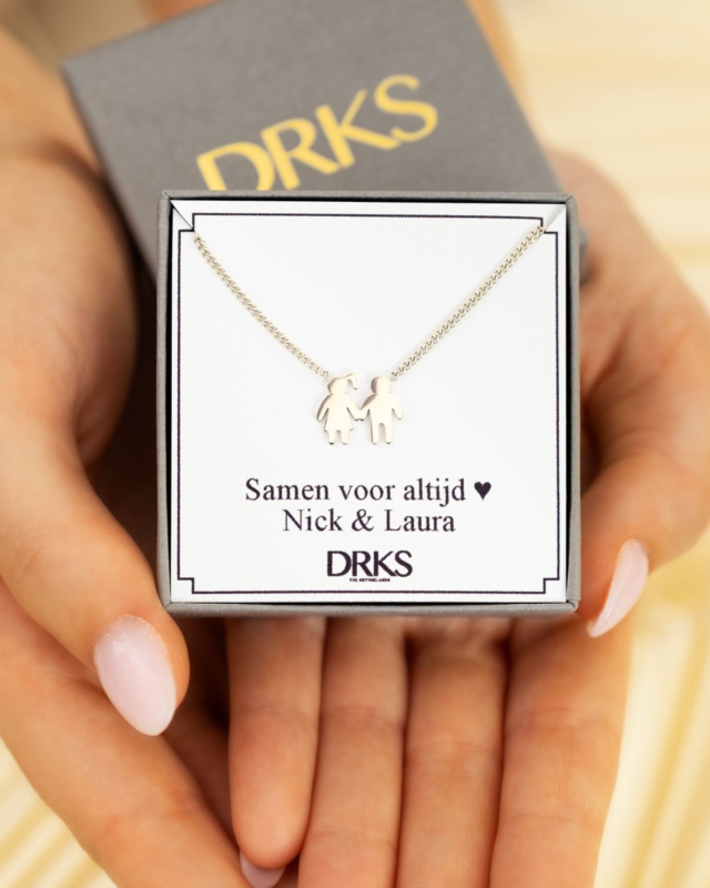 Man en vrouw ketting zilver in sieradendoosje