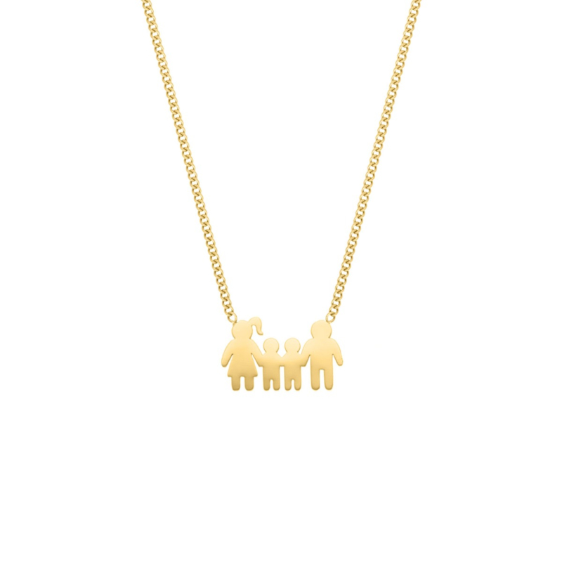 Ketting man vrouw en twee kinderen goudkleurig