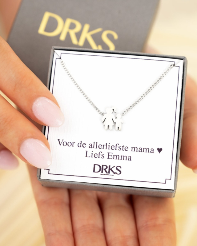 Moeder met kind ketting zilver