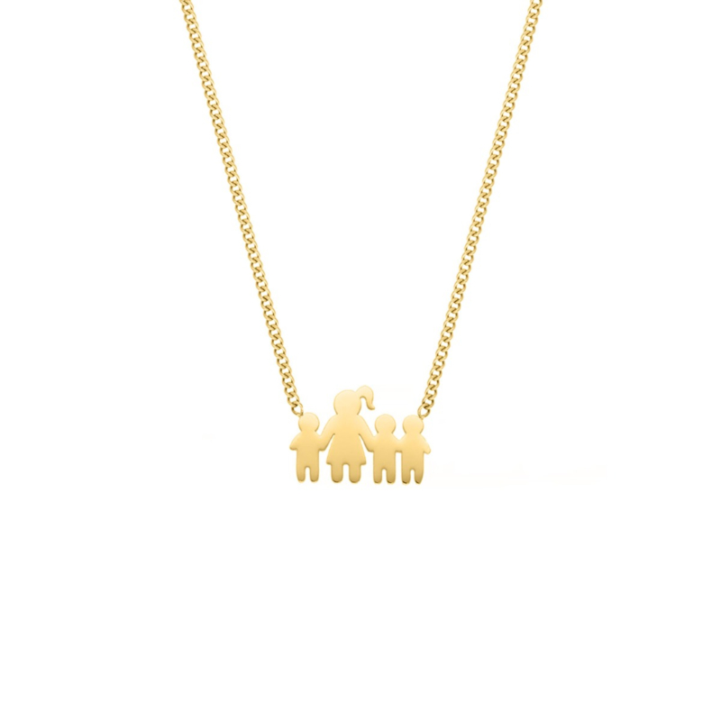 Ketting moeder en drie kinderen goudkleurig