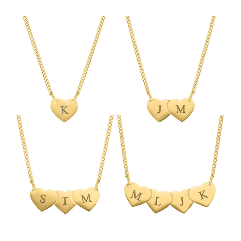 Initialen kettingen met hartjes goud