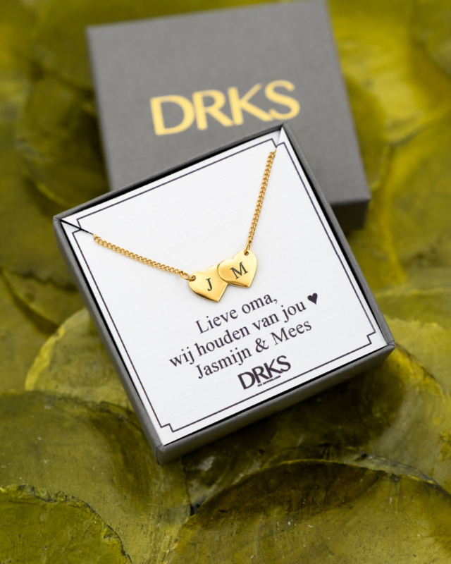 Hartjes ketting met 2 initialen