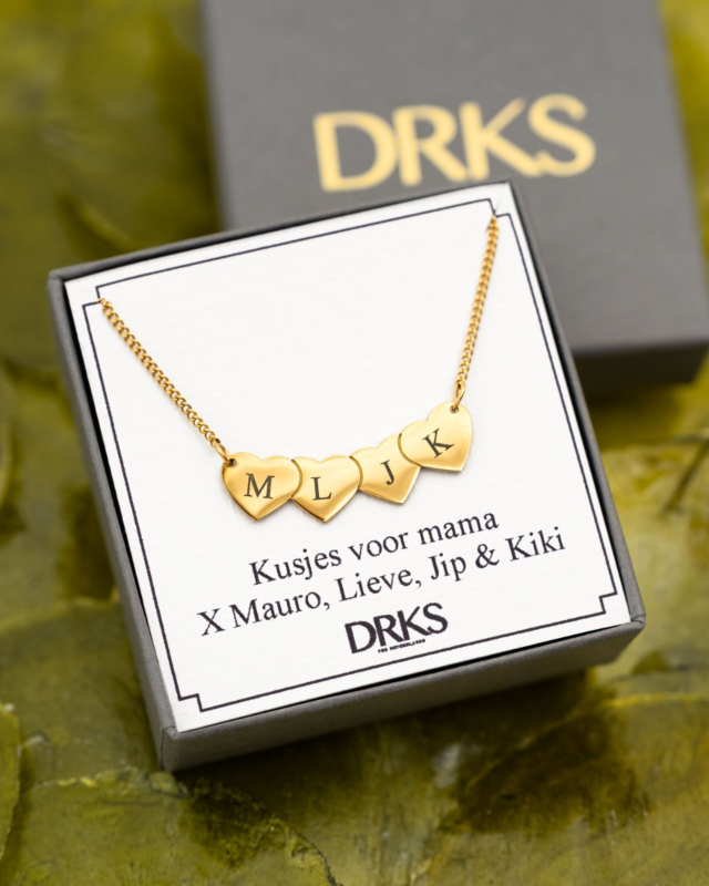 hartjes ketting met 4 initialen