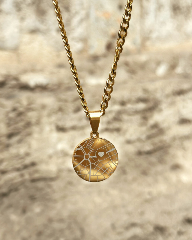 Heren ketting met locatie gegraveerd