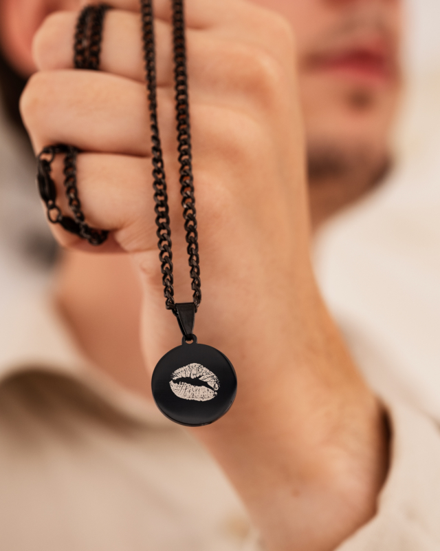 Kus afdruk ketting zwart