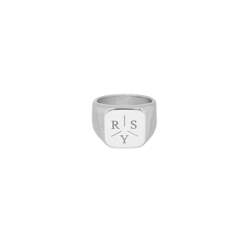 Zegelring heren 3 initials kleur zilver