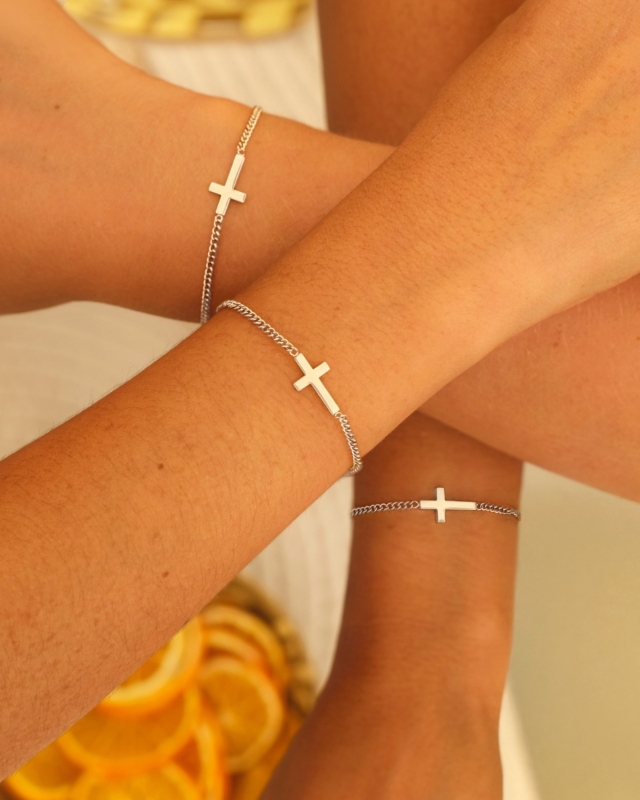zilveren kruisjes armbanden voor moeder & dochter