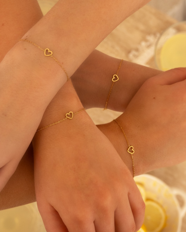 gouden moeder en dochter hartjes armbandjes