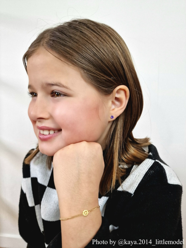 paarse kinder stud oorbellen
