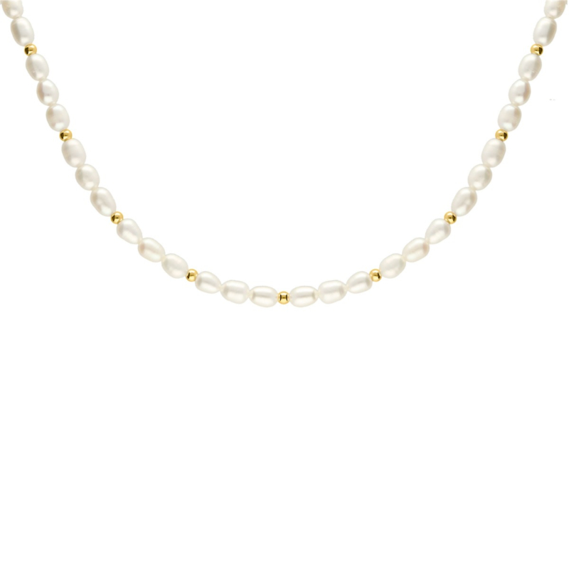 Parel ketting bolletjes goudkleurig