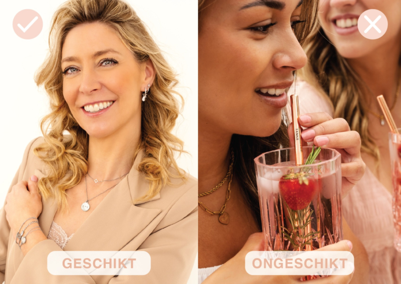Voorbeeld van geschikte en ongeschikte foto