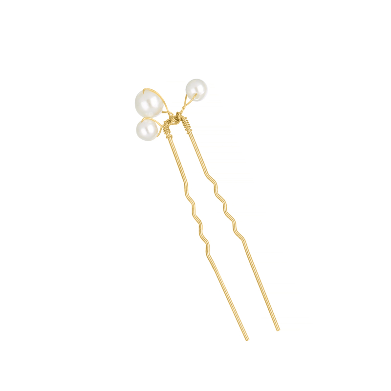 Haarpin met parels small goudkleurig