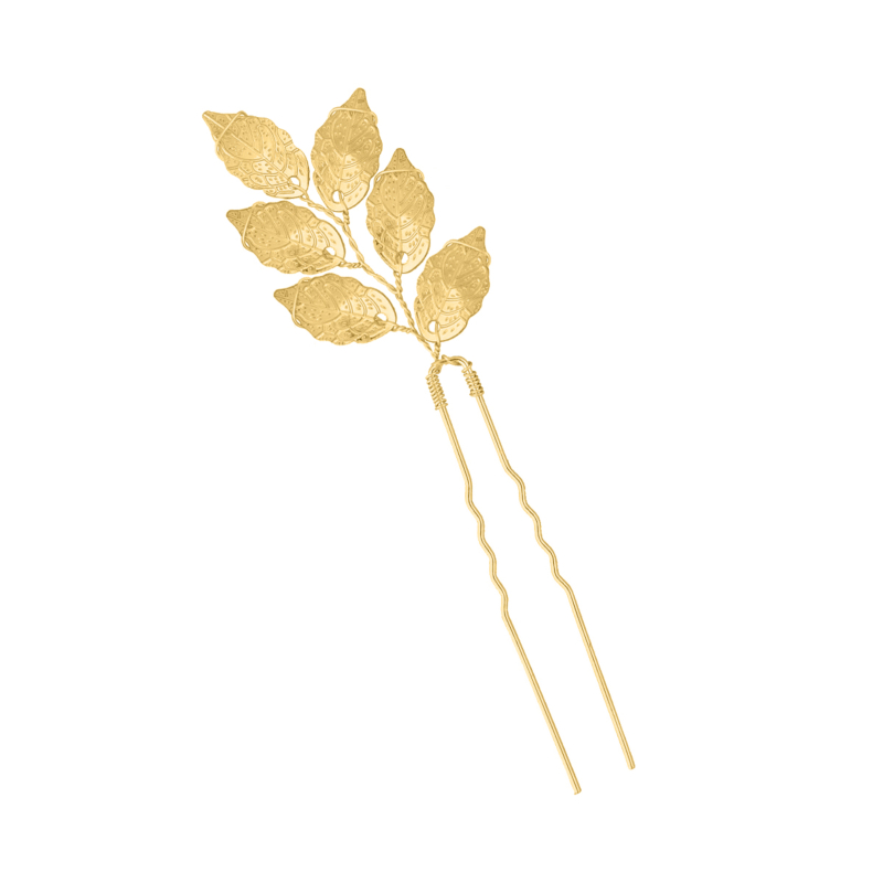 Haarpin boho leaves goudkleurig