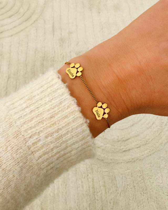 Kattenpootjes armband goud