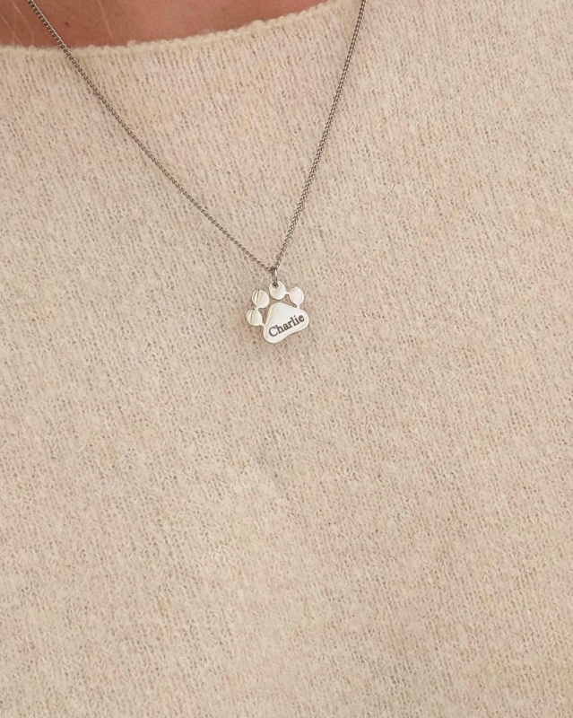 Ketting met graveerbare kattenpoot