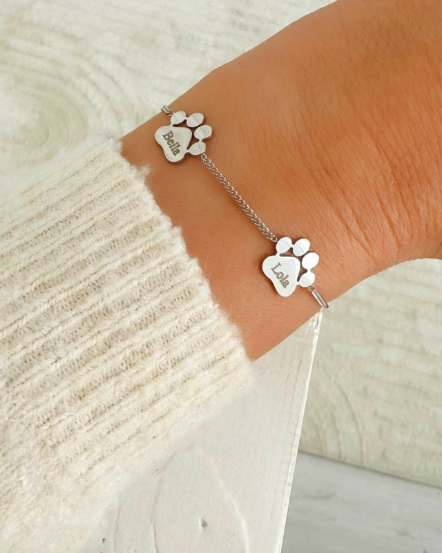 Armband zilver met kattenpootjes