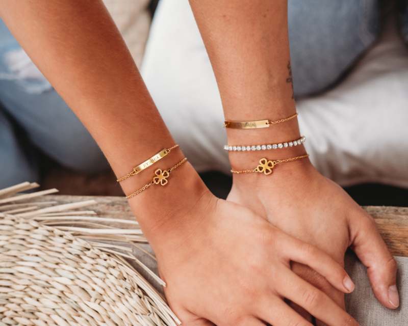 Moeder & Dochter Steel Clover Goud Kleurig