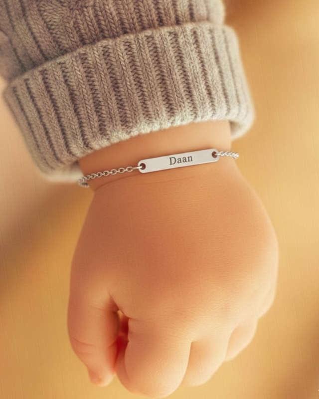 zilveren baby armband met naam gegraveer