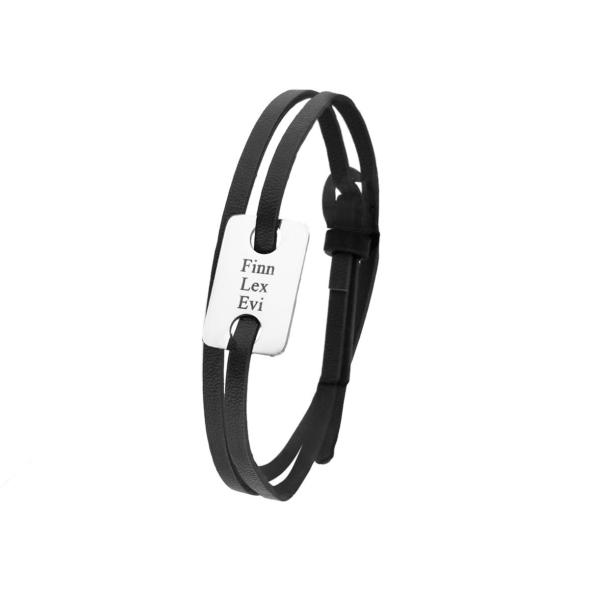 Leren Armband - Zwart / Metaal - Armbanden - Leren armbanden