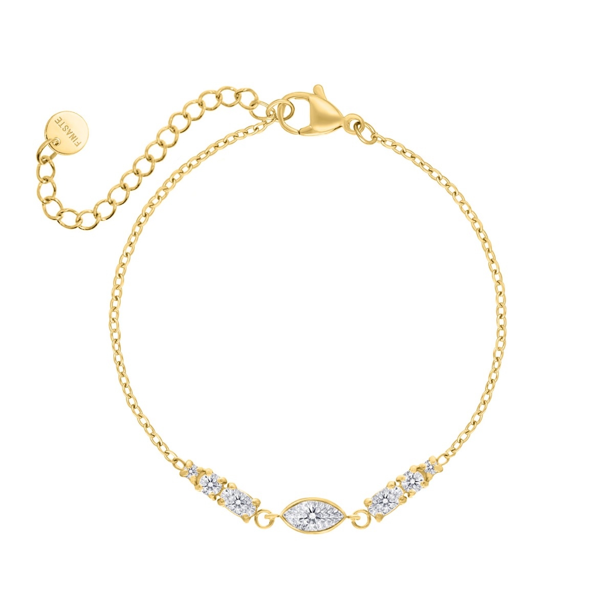 Bruids armband met druppel steentje goudkleurig | Armbanden | DRKS