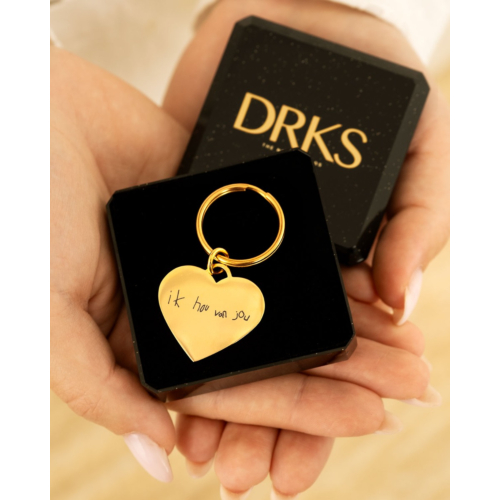 Sleutelhanger Hartje Met Handschrift Goudkleurig