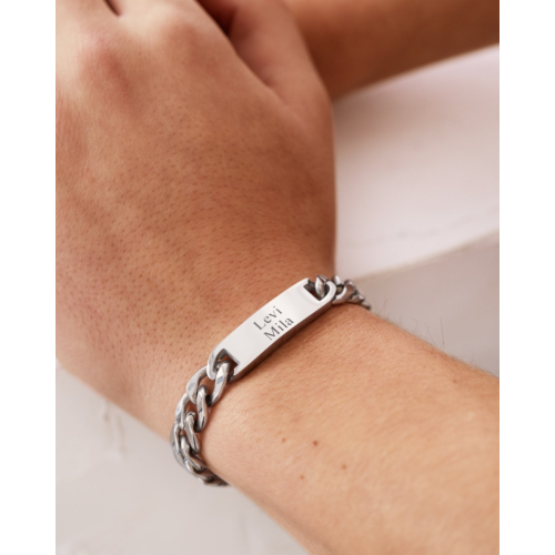 Heren schakelarmband met gravering