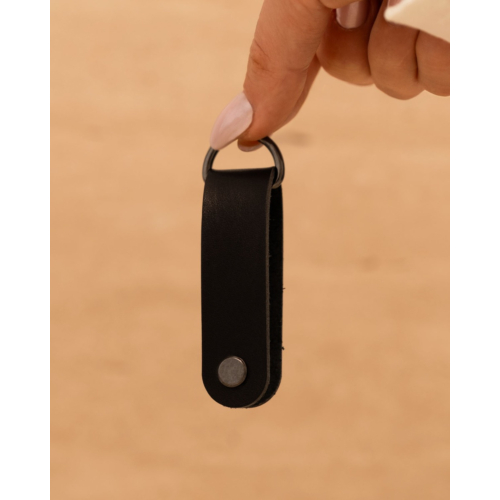 Leren sleutelhanger zwart