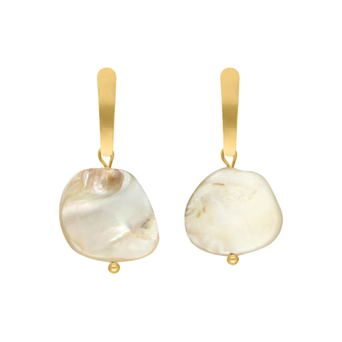 Mix & match oorbellen beige steen goudkleurig