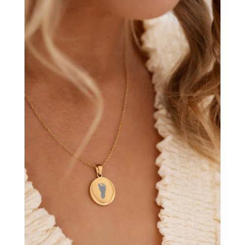 Graveerbare ketting voetafdruk goudkleurig