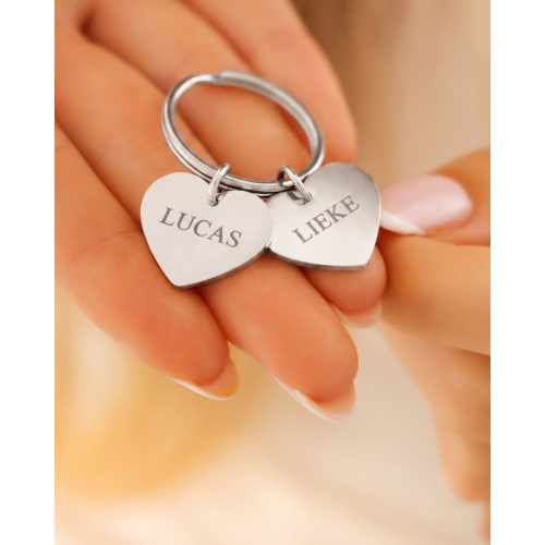 Hartjes sleutelhanger met namen