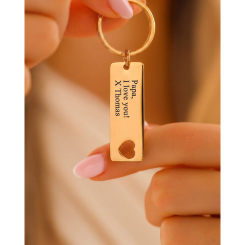 Graveerbare bar sleutelhanger with love goudkleurig