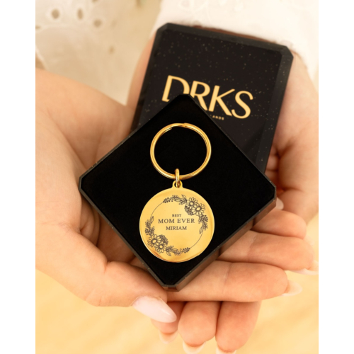 Coin sleutelhanger met mama naam goudkleurig